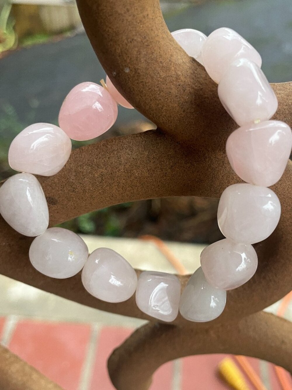 Chunky rose quartz crystal bracelet. Stretch bracelet. 50g